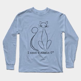 I need Vitamin Cat - Black Line Art Cat and Typewriter Font Long Sleeve T-Shirt